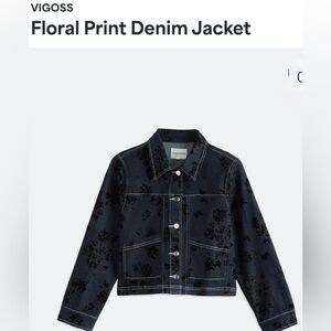 Vigoss from Stitch Fix Black Floral Print Denim Jacket size Large NWT